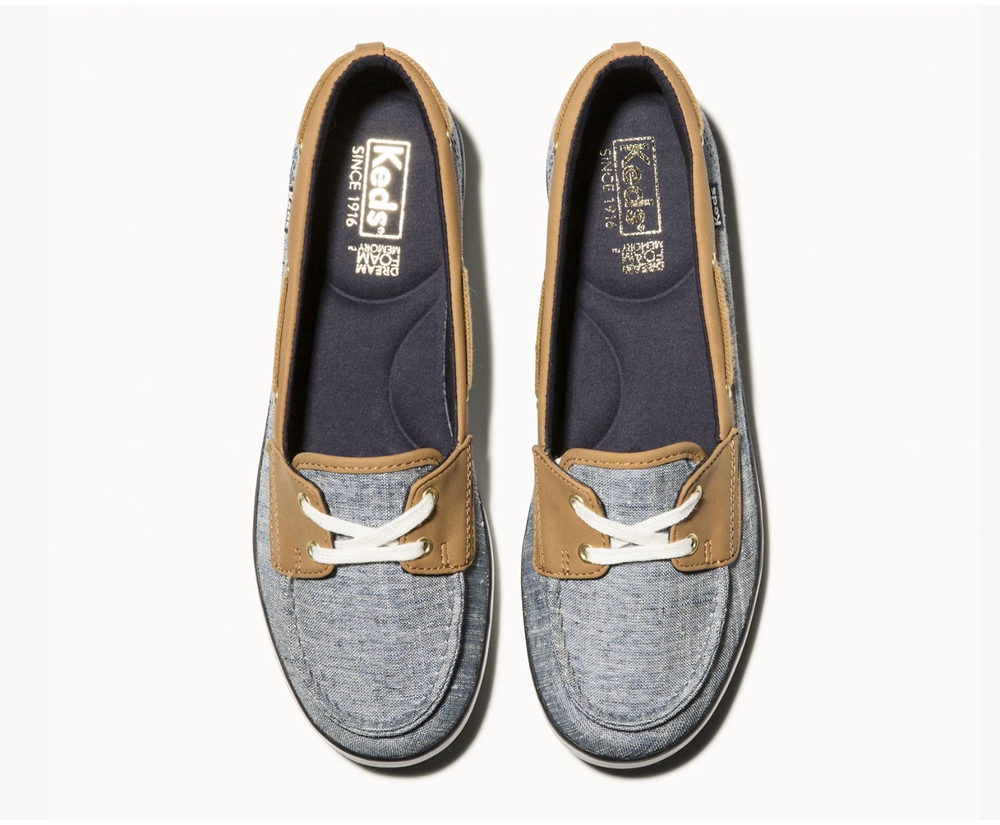 Slip Ons Keds Mujer Azul Marino - Charter Airy Chambray - 621-PEZWAR